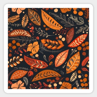 Flat Autumn Foliage Seamless Floral Pattern Fall Leaves Sticker